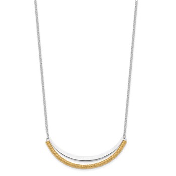 Sterling Silver RH plated/Gold-plated Curved Bar w/2in ext Necklace — alternate view