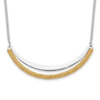 Sterling Silver RH plated/Gold-plated Curved Bar w/2in ext Necklace