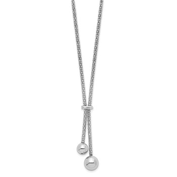 Sterling Silver Rhodium-plated D/C w/1.5in ext. 2-Bead Y-Necklace — alternate view