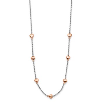 Sterling Silver RH-plated Rose gold-pltd 7-Heart 1.5in ext. Necklace — alternate view