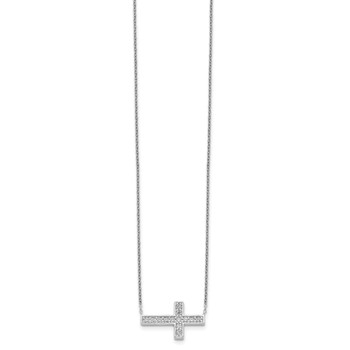 Sterling Silver CZ Cross Necklace — alternate view