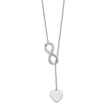 Sterling Silver RH-plated CZ Infinity/Heart w/2in ext. Y-Necklace — alternate view