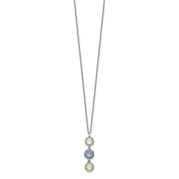 Sterling Silver Rhod-plated Blue and White Crystal w/ 2in ext Necklace — alternate view