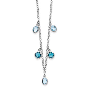 Sterling Silver Rhod-plat London and Sky Blue Topaz with 2in ext. Necklace — alternate view