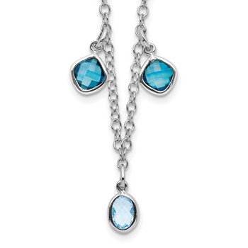 Sterling Silver Rhod-plat London and Sky Blue Topaz with 2in ext. Necklace