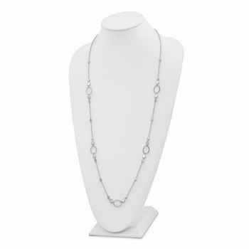 Sterling Silver Rhodium-plated Polished Ovals and Discs Necklace — alternate view