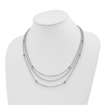 Sterling Silver Rhodium-plated Love Knot Multi-Strand w/2in ext Necklace — alternate view