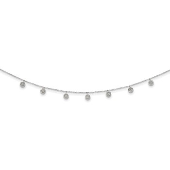 Sterling Silver Rhodium-plated CZ w/ 4in ext. Choker