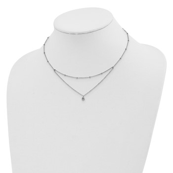 Sterling Silver Rhodium-plated CZ Beaded w/ 4in ext. Choker — alternate view