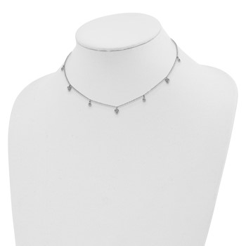 Sterling Silver Rhodium-plated CZ 12.5in w/2in ext Choker Necklace — alternate view