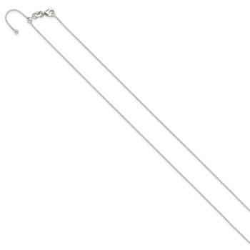 Sterling Silver Polished 1.00mm Beaded Adjustable Necklace — alternate view