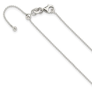Sterling Silver Polished 1.00mm Beaded Adjustable Necklace