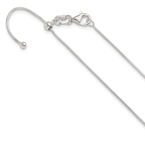 Sterling Silver Polished .95mm Snake Adjustable Necklace