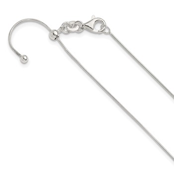 Sterling Silver Polished .75mm Snake Adjustable Necklace