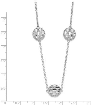 Sterling Silver Rhodium-plated D/C Mesh Bead w/2in. Ext. Necklace — alternate view