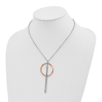 Sterling Silver Rhodium-plated & Rose gold-plated w/1.5in ext. Necklace — alternate view