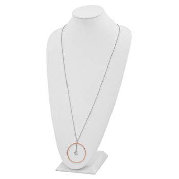 Sterling Silver Rhodium-plated Rose gold-plated D/C 1.5in ext Circle Neckla — alternate view