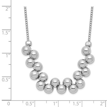 Sterling Silver Rhodium-plated Offset Beads Necklace — alternate view