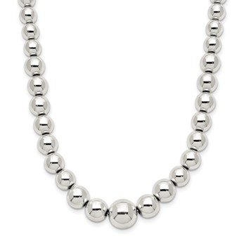Sterling Silver Polished Beaded Necklace