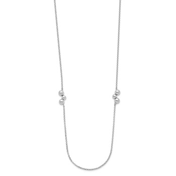 Sterling Silver Rhodium-plated Polished Beaded Necklace — alternate view
