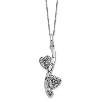 Sterling Silver Enamel & Crystal Love Hearts Necklace