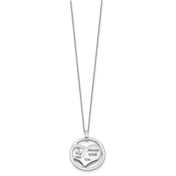 Sterling Silver Rhod-pltd Crystal Angel Enamel Heart Necklace — alternate view