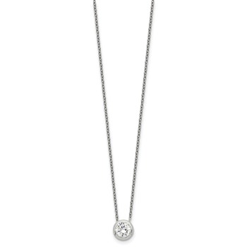 Sterling Silver Bezel 8mm CZ Necklace — alternate view