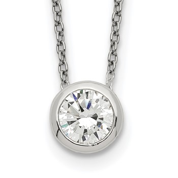 Sterling Silver Bezel 8mm CZ Necklace