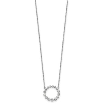 Sterling Silver Rhodium-plated CZ Circle w/2in ext Necklace — alternate view