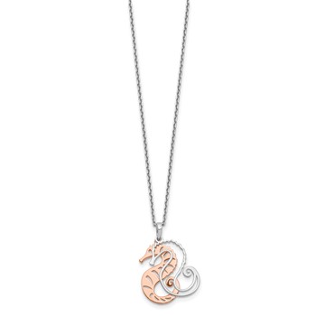 Sterling Silver Rose-tone Seahorse w/ 2in ext. Necklace — alternate view