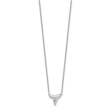 Sterling Silver Rhodium-plated Polished Shark Tooth 16 inch with a 2 inch extention Necklace — alternate view