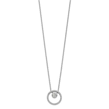 Sterling Silver RH-plated CZ Circle w/1in. Ext. Necklace — alternate view