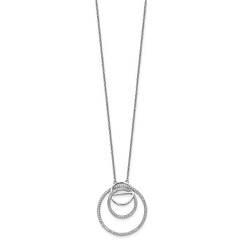 Sterling Silver Rhodium-plated CZ Loop Circles w/2 in. Ext. Necklace — alternate view