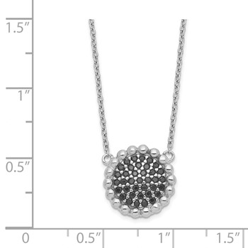 Sterling Silver Rhodium Plated Black CZ Necklace — alternate view