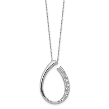 Sterling Silver Rhodium-plated CZ Micro Pave w/ 2in ext. Necklace — alternate view