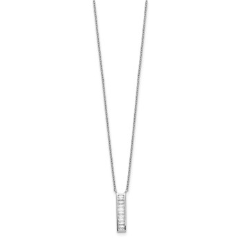 Sterling Silver Rhodium Plated CZ Vertical Bar Necklace — alternate view