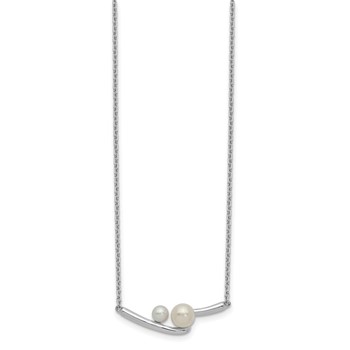 Sterling Silver Rhodium-plated FWC Pearl Bar w/ 1in ext Necklace — alternate view