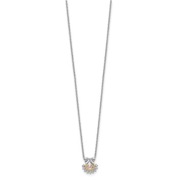 Sterling Silver RH-pltd Gold-tone Moving Pink CZ w/2in ext Necklace — alternate view