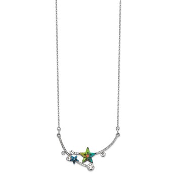 Sterling Silver RH-plated Multi-color Crystal Star w/2in ext Necklace — alternate view