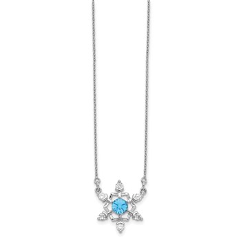 Sterling Silver RH-plated Crystal Snowflake w/2in ext Necklace — alternate view