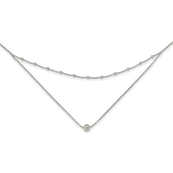 Sterling Silver Polished Beaded w/4 in ext Choker