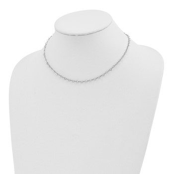 Sterling Silver Polished Hearts Link w/4 in ext Choker — alternate view