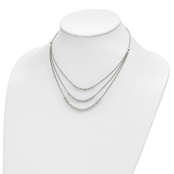 Sterling Silver Rhodium-plated Beaded Multi Layer Necklace — alternate view