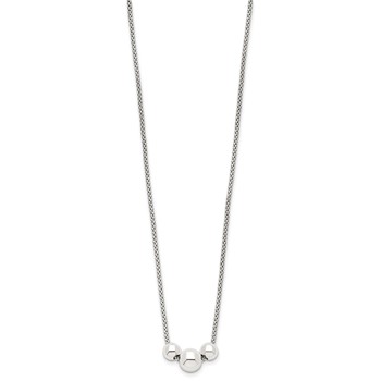 Sterling Silver Polished Bead Fancy Link Necklace — alternate view