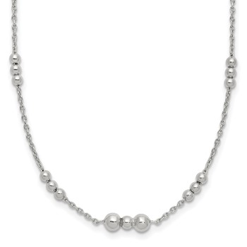 Sterling Silver Polished Beaded Necklace