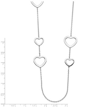 Sterling Silver Polished Hearts Necklace — alternate view