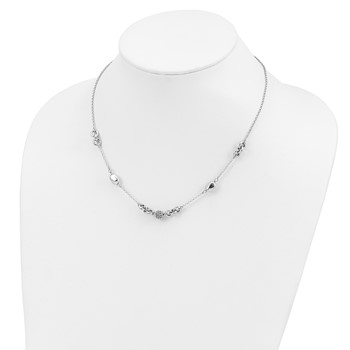 Sterling Silver Rhodium-plated Beaded Fancy Necklace — alternate view