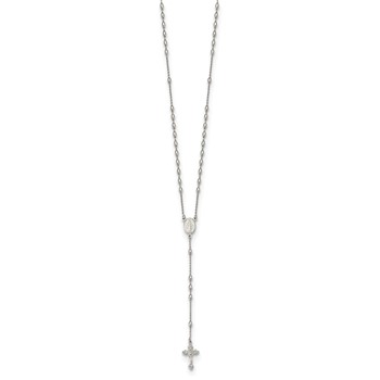 Sterling Silver Beaded Rosary18 inch Necklace with1.25 inch extension — alternate view