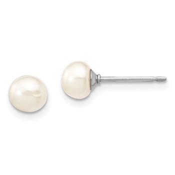 "Sterling Silver Madi K Rhodium-plated 5-6mm White Semi-Round Freshwater Cultured Pearl 12 inch Necklace, 4 inch Bracelet & Button Post Earrings Set" — alternate view