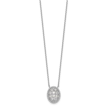 Sterling Shimmer Sterling Silver Rhodium-plated 18 inch 10 Stone Oval CZ Necklace — alternate view